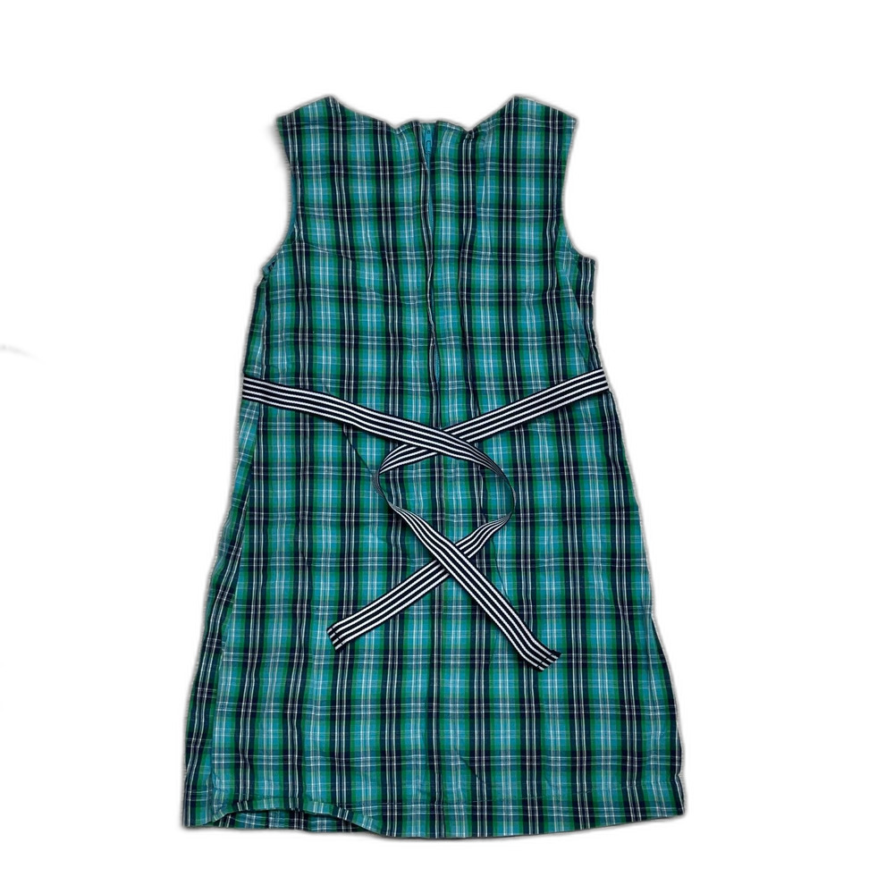 Old Navy 5T Girls summer spring plaid button ruffles green navy dress D50 - Picture 4 of 5